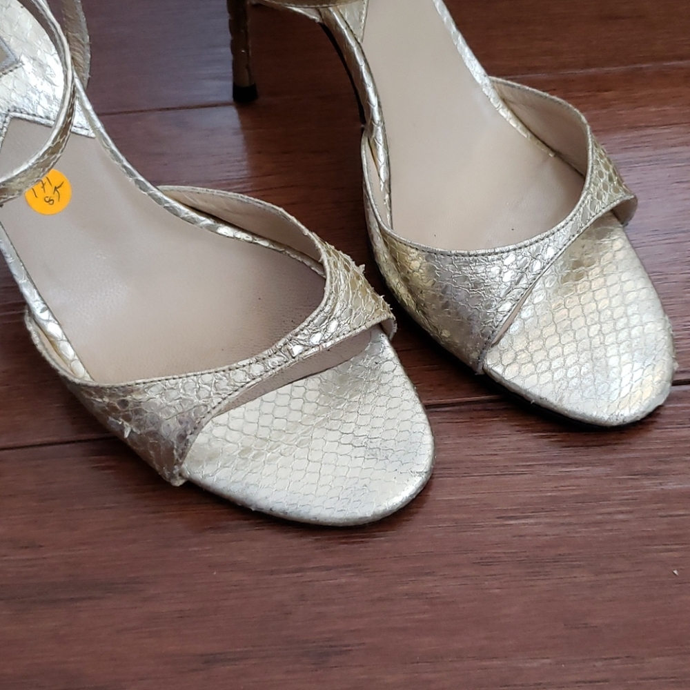 Michael Kors Gold Ankle Wrap Sandals - Picture 2 of 6